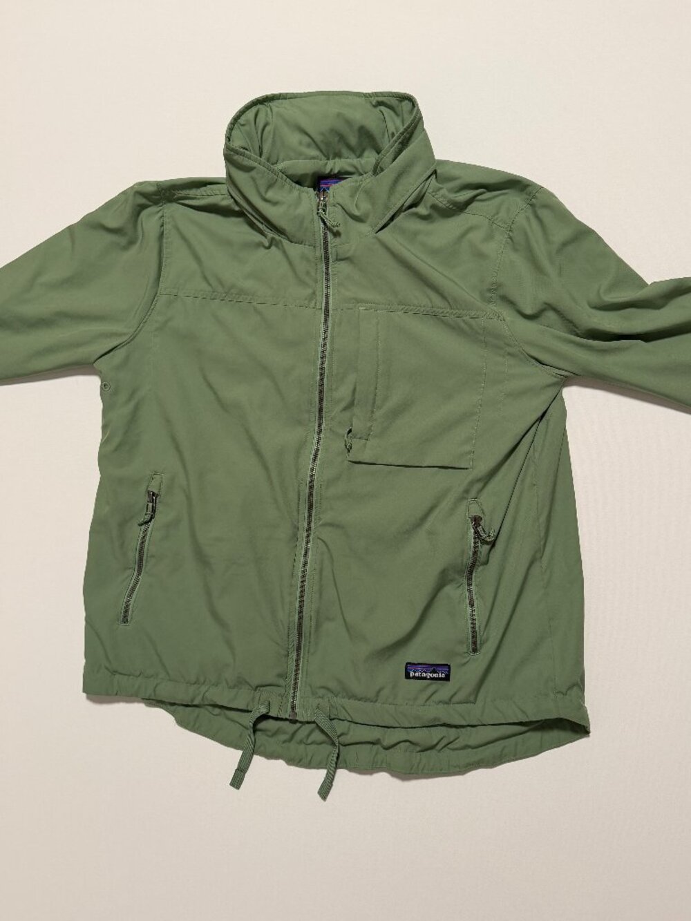 Patagonia Mountain View Jacket Stowaway Hood Lightweight Green Womens size Large